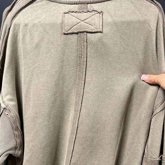 FREE PEOPLE Lou Oversized Moto Zip Fleece Jacket In Olive Stone size Small - Picture 12 of 12